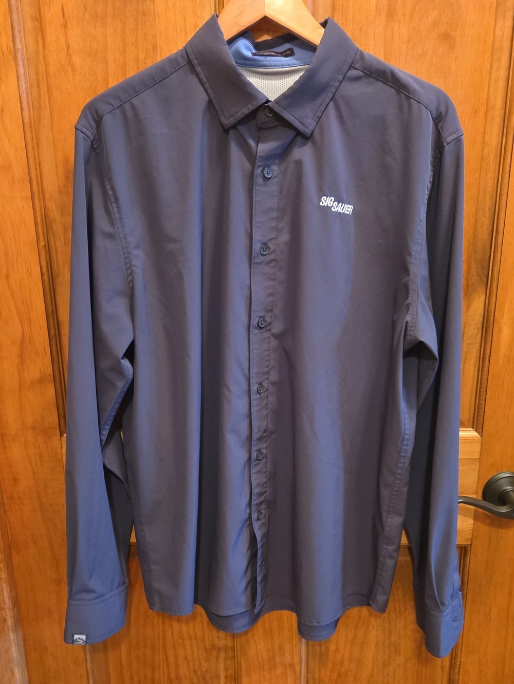 Men's Long-Sleeve Button-Down Shirt — Blue Size L
